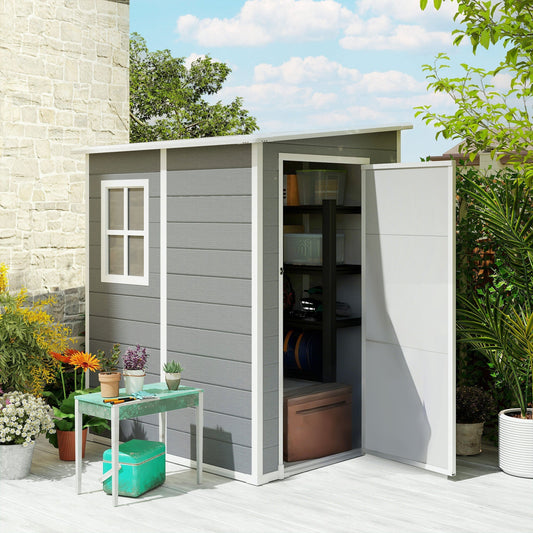 Outsunny 4'x5' Garden Storage Shed in Grey