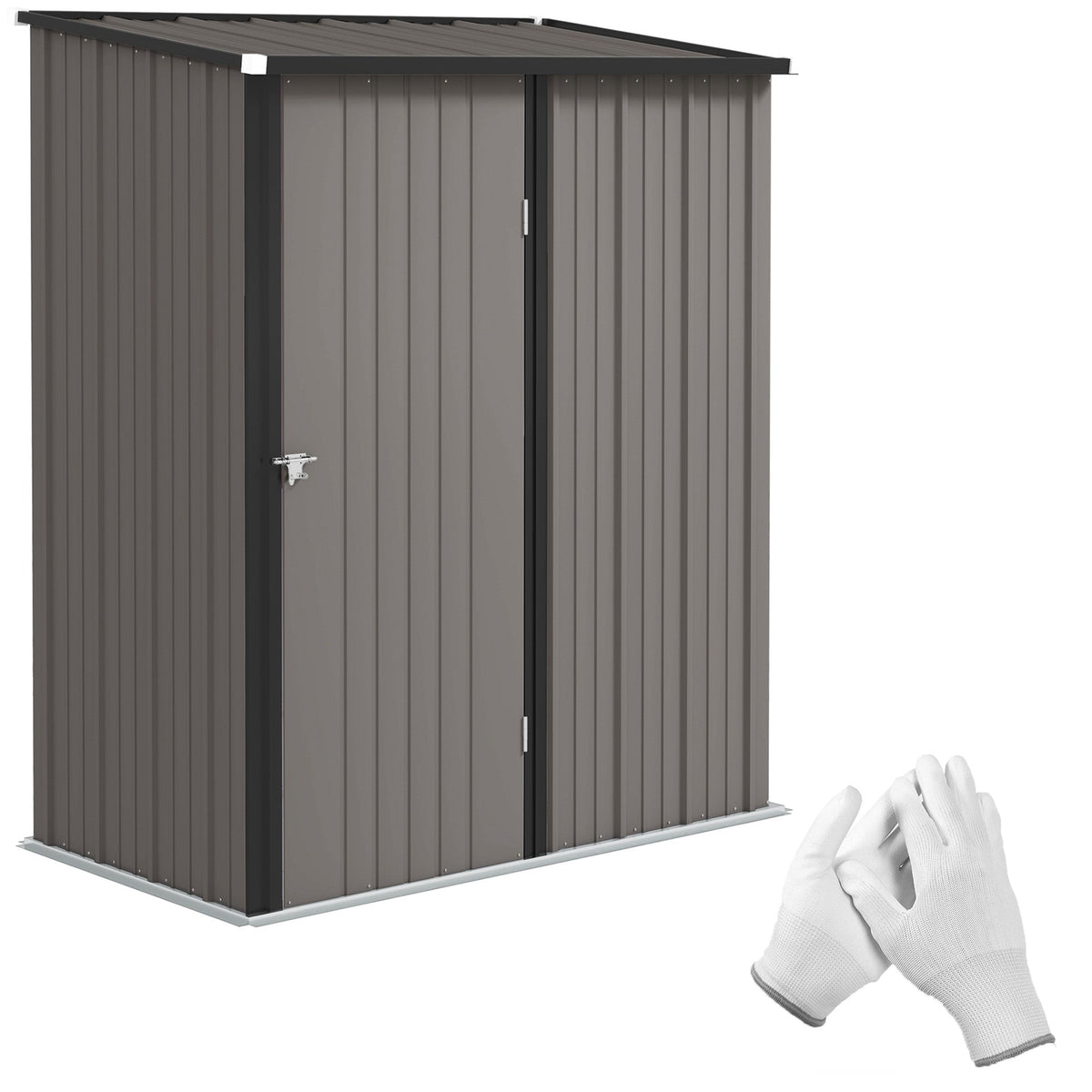 Outsunny Corrugated Steel Garden Shed in Light Grey