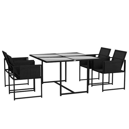 Outsunny 5 Piece Garden Dining Set in Black