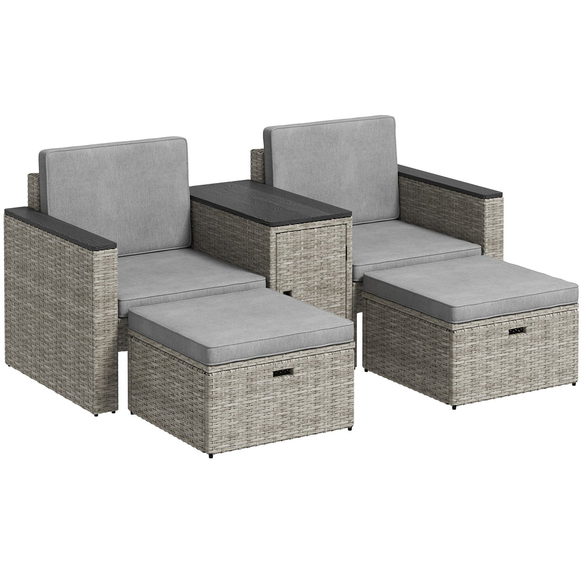 Outsunny 5 Piece Rattan Garden Furniture Set in Grey