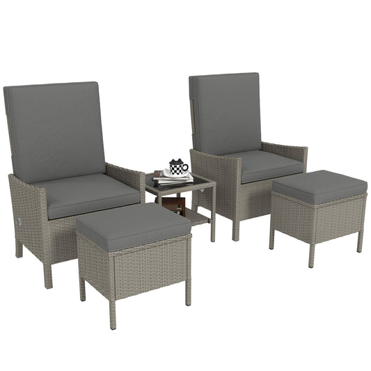 Outsunny 5 Piece Rattan Garden Furniture Set in Dark Grey