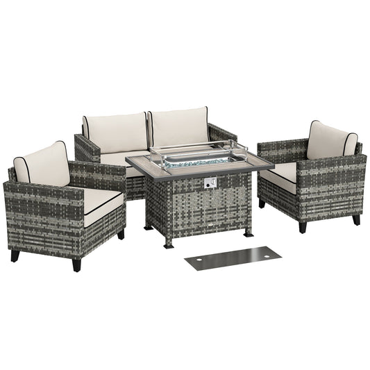 Outsunny 5-Piece Rattan Patio Furniture Set in Grey