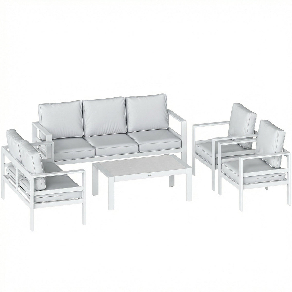 Outsunny 5 Pieces Aluminium Garden Furniture Set in White