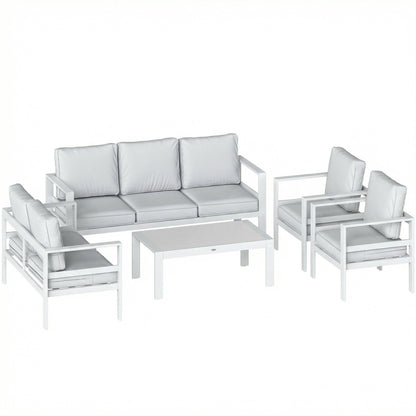 Outsunny 5 Pieces Aluminium Garden Furniture Set in White