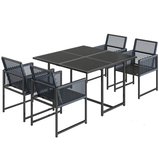 Outsunny 5 Pieces Garden Dining Set in Dark Grey