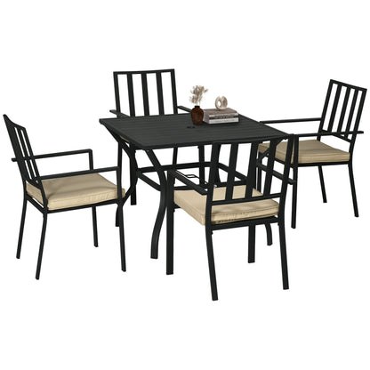 Outsunny 5 Pieces Garden Dining Set with Cushions in Black
