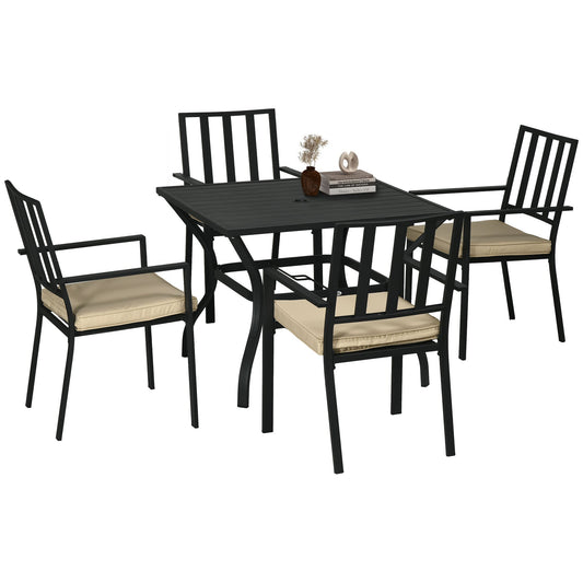 Outsunny 5 Pieces Garden Dining Set with Cushions in Black