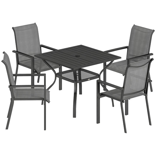 Outsunny 5 Pieces Outdoor Dining Set for 4 in Grey