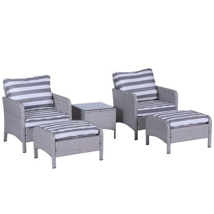 Outsunny 5 Pieces PE Rattan Garden Furniture Set in Grey and White