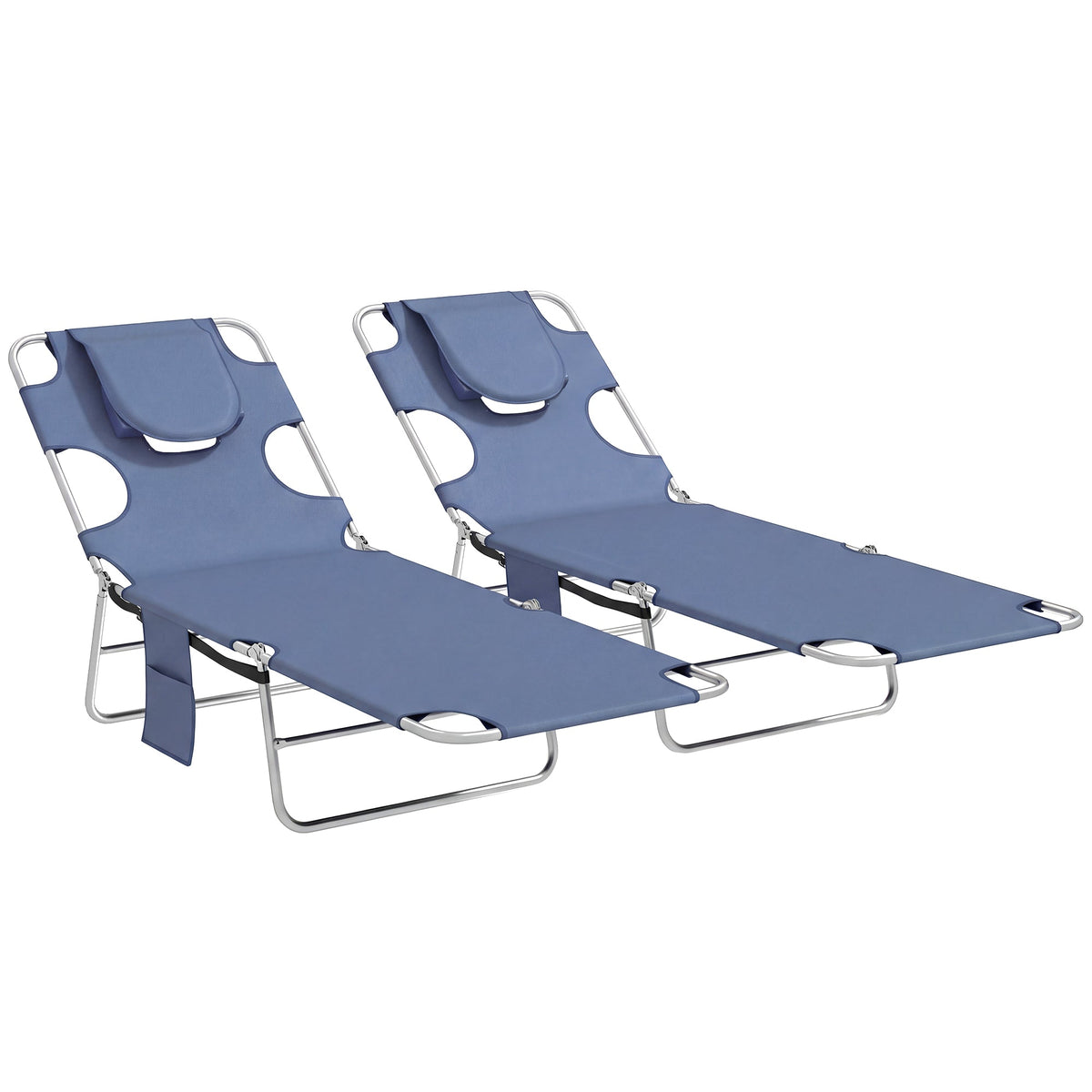 Outsunny 5-Position Adjustable Sun Loungers Set of 2 in Grey