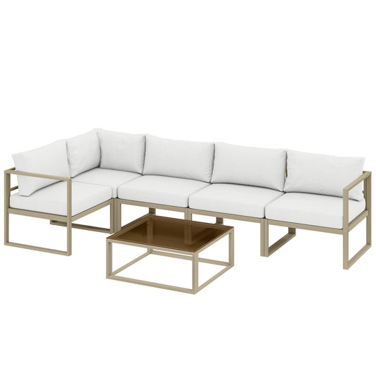 Outsunny 5 Seater Aluminium Garden Furniture Set in White