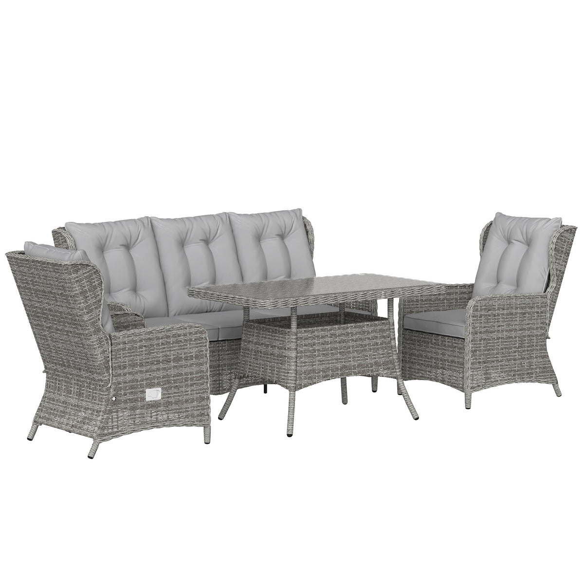 Outsunny 5 Seater Rattan Garden Furniture Set with Sofa in Grey