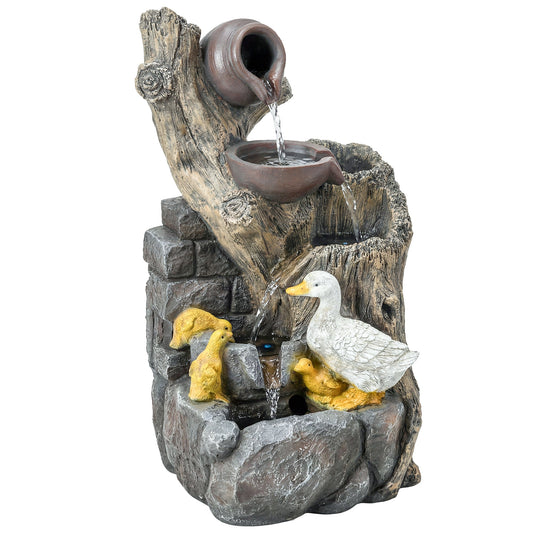 Outsunny 5-Tier Outdoor Waterfall Fountain in Mixed Colour