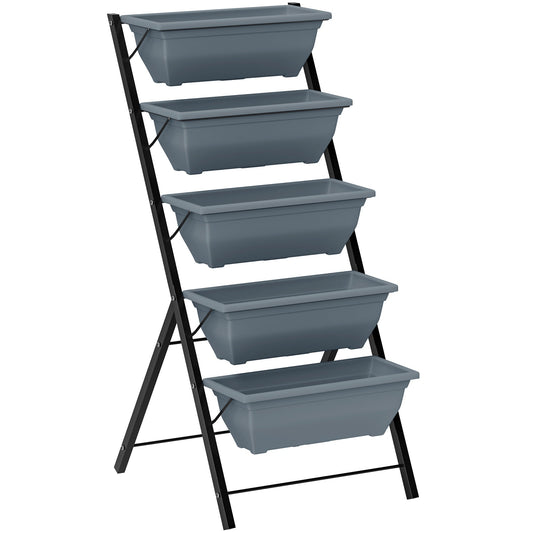 Outsunny 5-Tier Raised Garden Bed in Grey