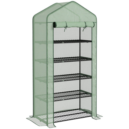 Outsunny 5 Tier Widened Mini Greenhouse in Green