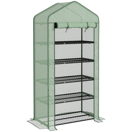 Outsunny 5 Tier Widened Mini Greenhouse in Green
