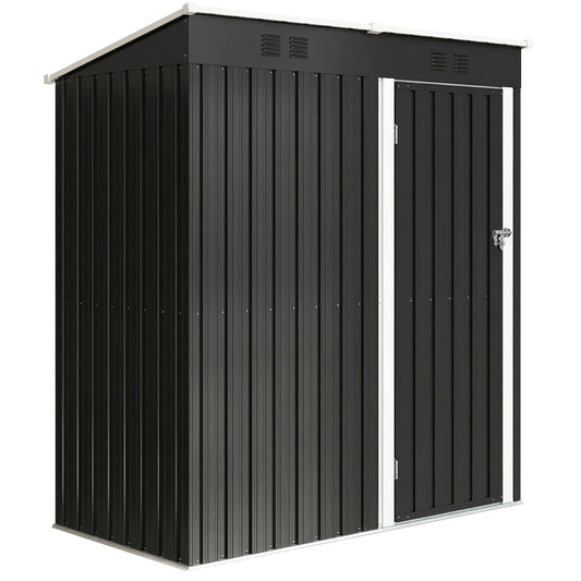 Outsunny Lean-to Garden Shed in Dark Grey