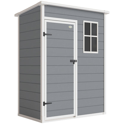 Outsunny 5x3 Storage Shed with Lockable Door in Grey