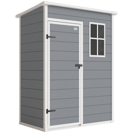 Outsunny 5x3 Storage Shed with Lockable Door in Grey