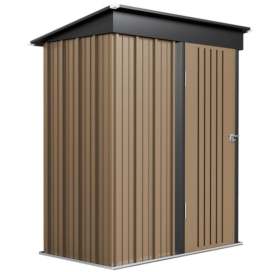 Outsunny Corrugated Steel Storage Shed in Brown