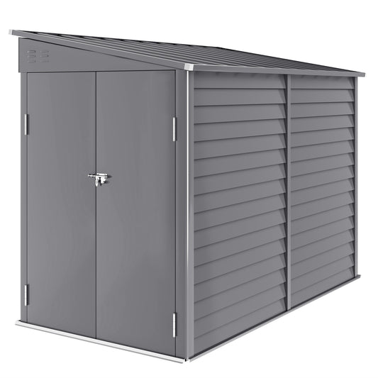 Outsunny Galvanised Metal Garden Shed with Foundation Kit in Grey