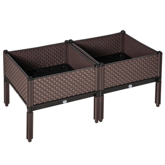 Outsunny x 46.5cm Set of 2 41L Garden Raised Bed in Brown
