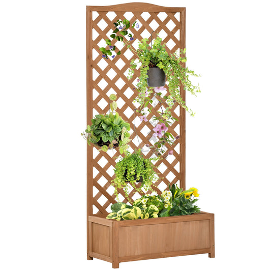 Outsunny 53L Garden Wooden Planter Box in Brown