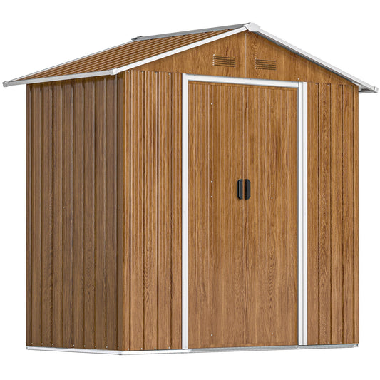 Outsunny Metal Garden Storage Shed in Dark Brown