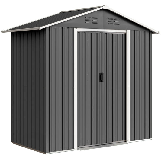 Outsunny Metal Garden Storage Shed in Dark Grey