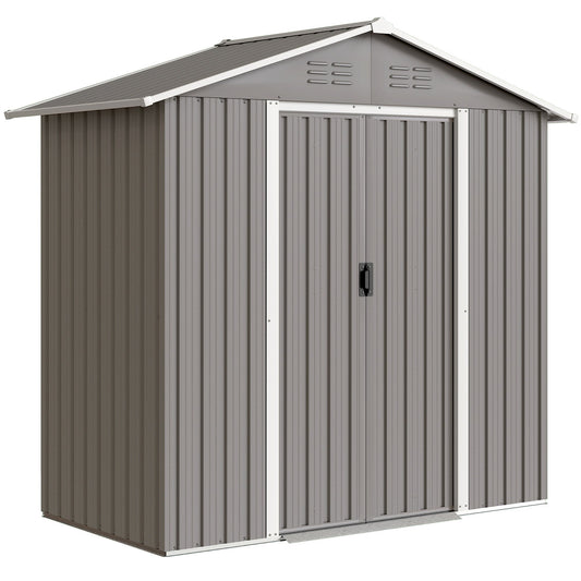 Outsunny Metal Garden Storage Shed in Light Grey