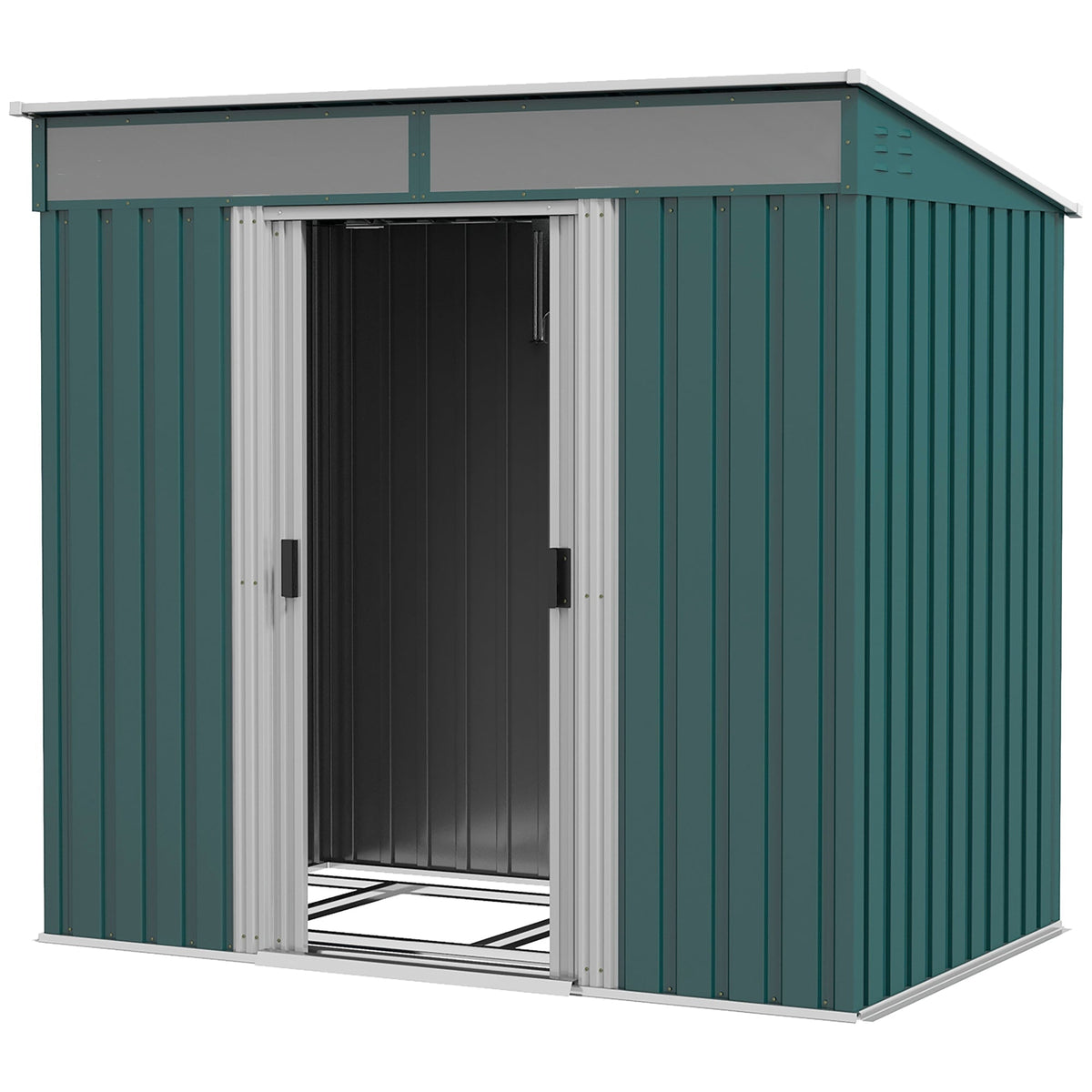 Outsunny Galvanised Metal Shed with Foundation Kit in Green