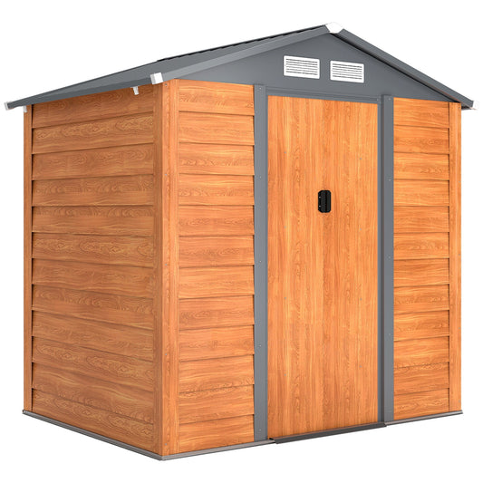 Outsunny Metal Garden Shed in Brown