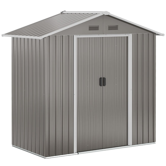 Outsunny Metal Garden Storage Shed in Grey