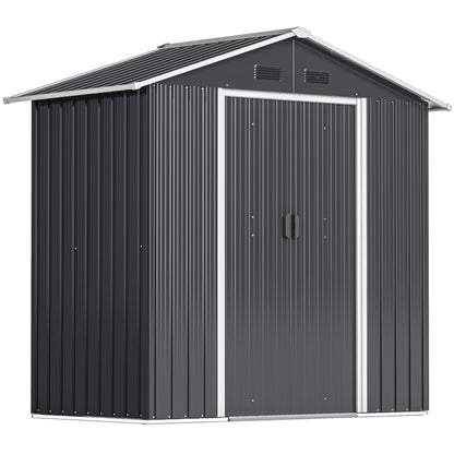 Outsunny Metal Garden Storage Shed in Dark Grey