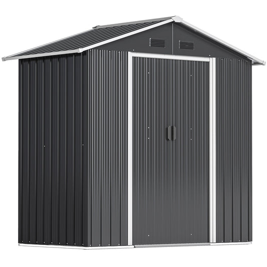Outsunny Metal Garden Storage Shed in Dark Grey