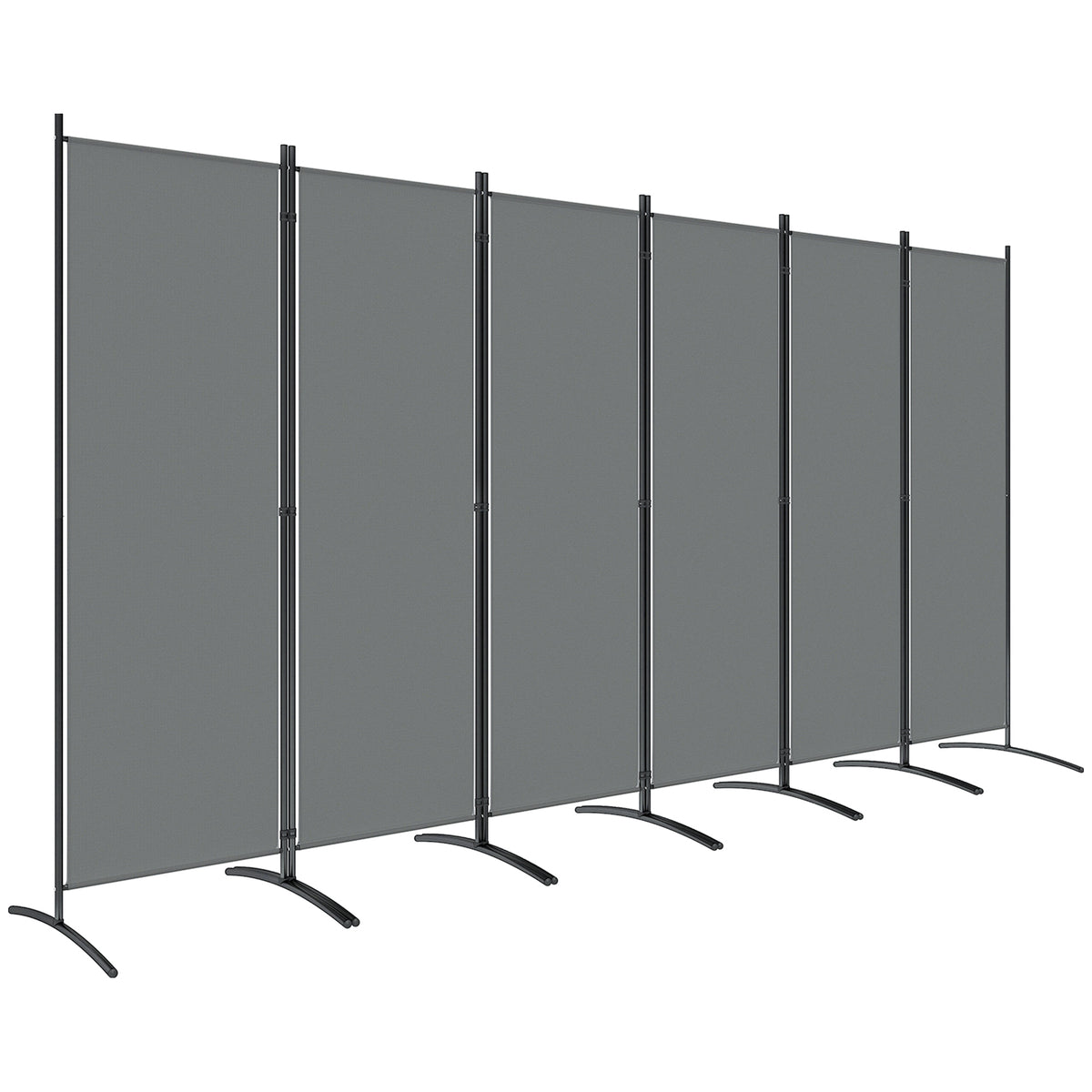 6 Panel Folding Room Divider Foldable Freestanding Garden Privacy Screen in Dark Grey