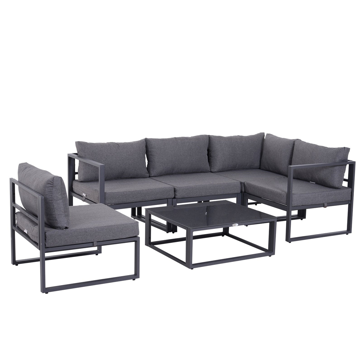 Outsunny 6 PCs Outdoor Indoor Sectional Corner Sofa Set in Grey