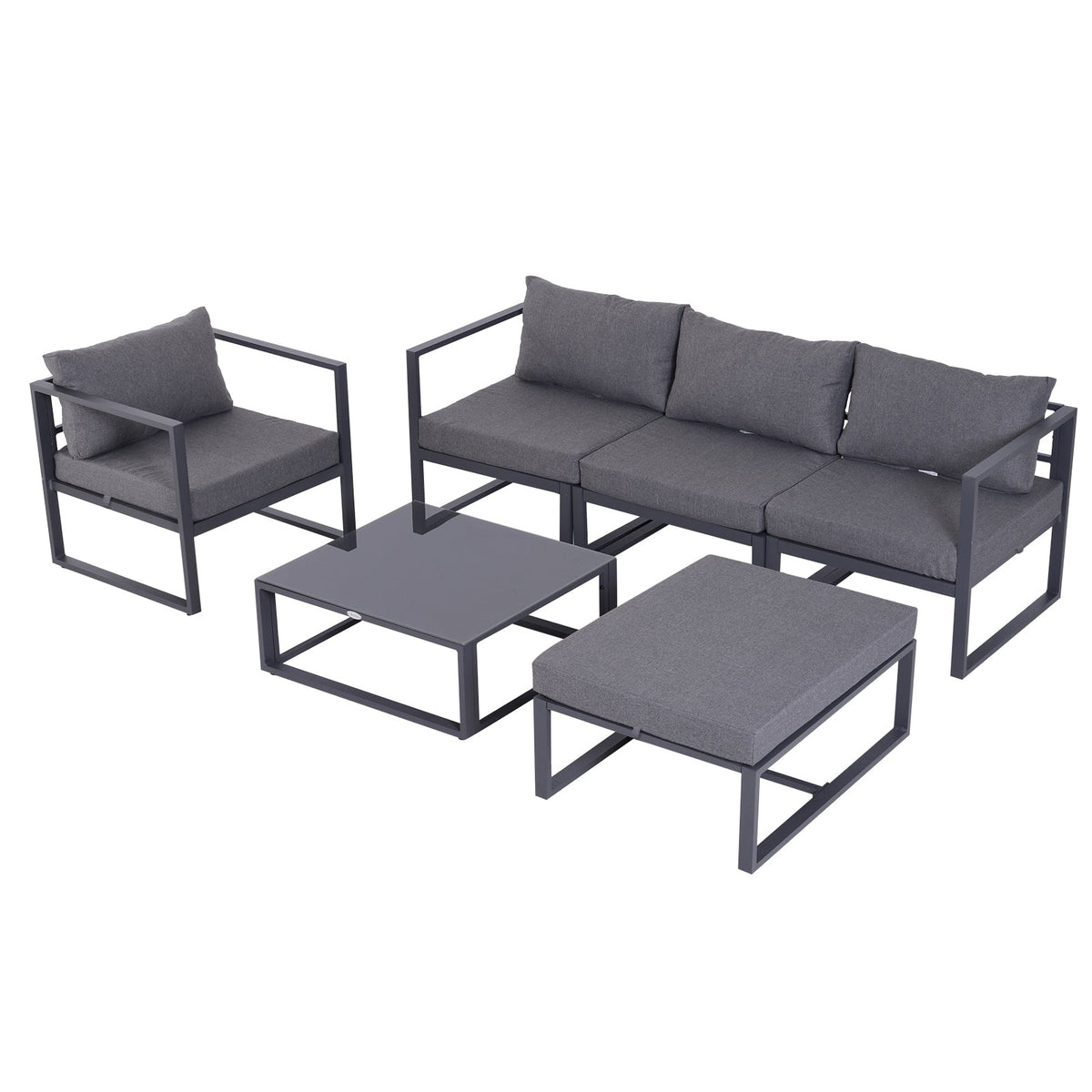 Outsunny 6 PCs Outdoor Indoor Sectional Sofa Set in Grey