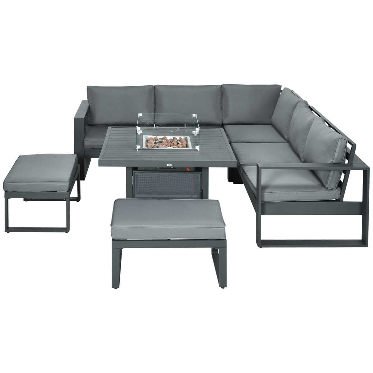 Outsunny 6-Piece Aluminium Garden Furniture Set in Grey