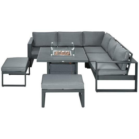Outsunny 6-Piece Aluminium Garden Furniture Set in Grey