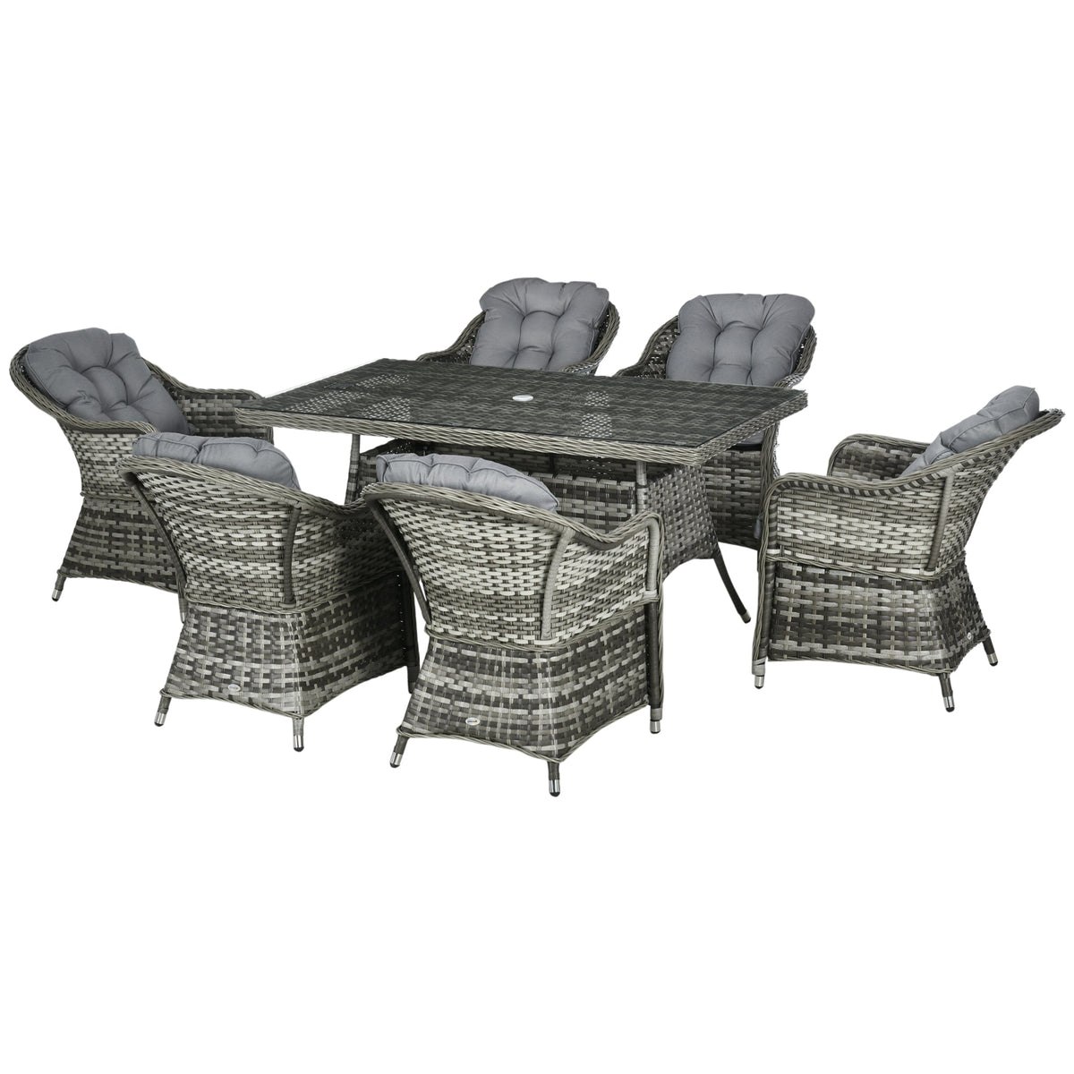 Outsunny Seven-Piece Rattan Dining Set in Grey