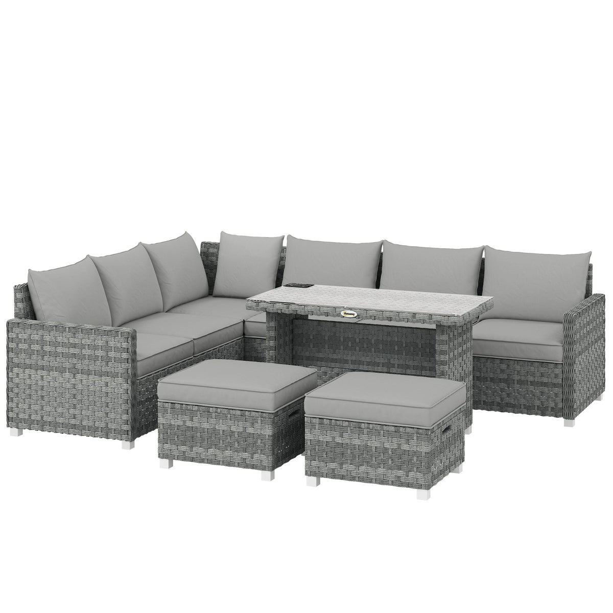 Outsunny 6 Seater Rattan Garden Furniture Set in Grey
