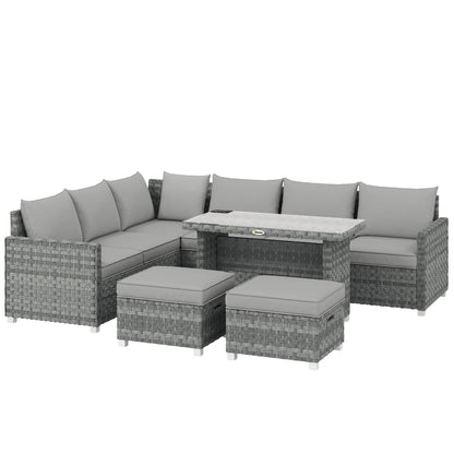 Outsunny 6 Seater Rattan Garden Furniture Set in Grey