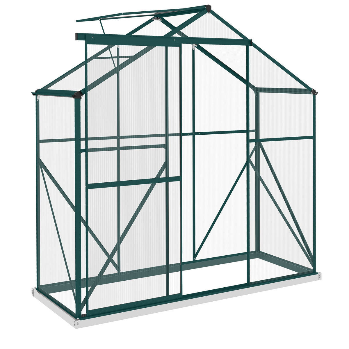 Outsunny Polycarbonate Greenhouse Walk-In Green House with Rain Gutter