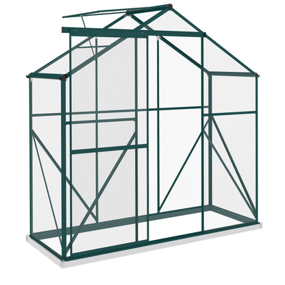 Outsunny Polycarbonate Greenhouse Walk-In Green House with Rain Gutter