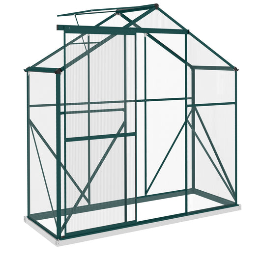 Outsunny Polycarbonate Greenhouse Walk-In Green House with Rain Gutter