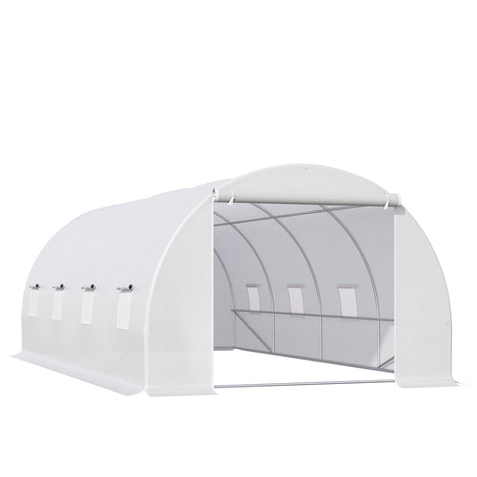 Outsunny Polytunnel Greenhouse in White