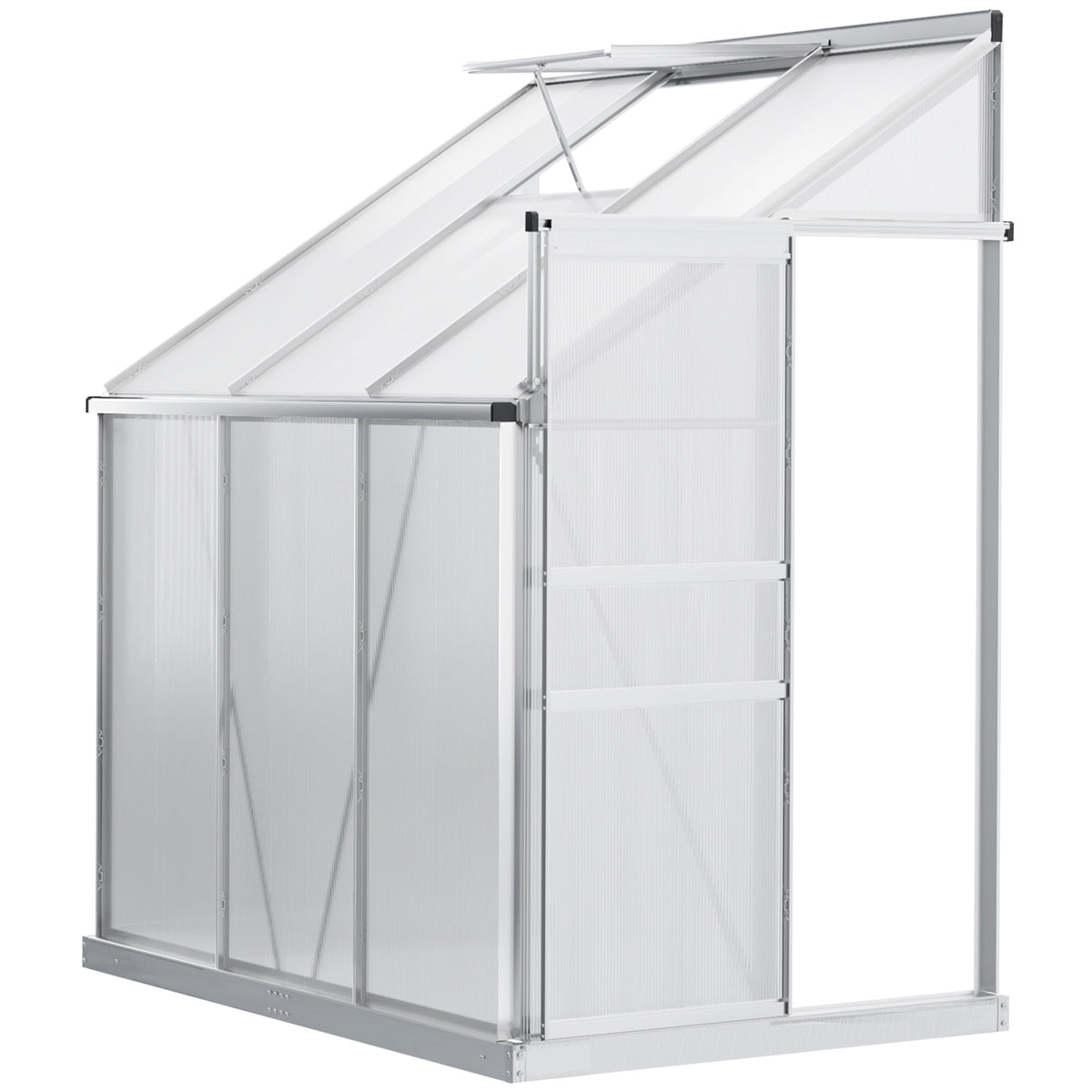 Outsunny Lean to Wall Polycarbonate Greenhouse in Clear