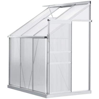 Outsunny Lean to Wall Polycarbonate Greenhouse in Clear
