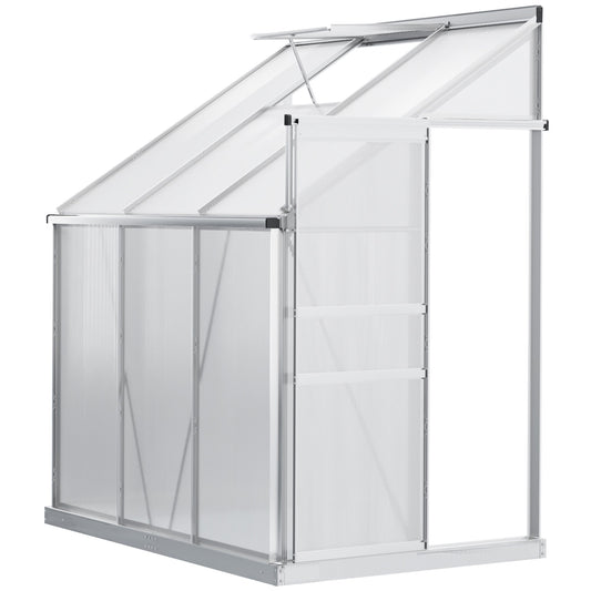 Outsunny Lean to Wall Polycarbonate Greenhouse in Clear